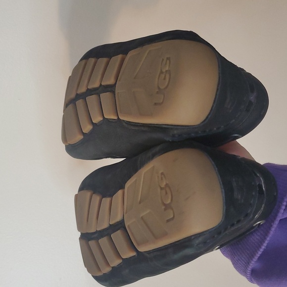 UGG Black Leather Loafers Mens Size 10.5 Slipper Shoes Fringe Tassels SN 1010139 - Picture 14 of 16